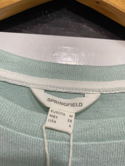 SPRINGFIELD |M | BUST 20 | A72 |  MINT GREEN PEARL-EMBELLISHED LAYERED-HEM KNIT SWEATER