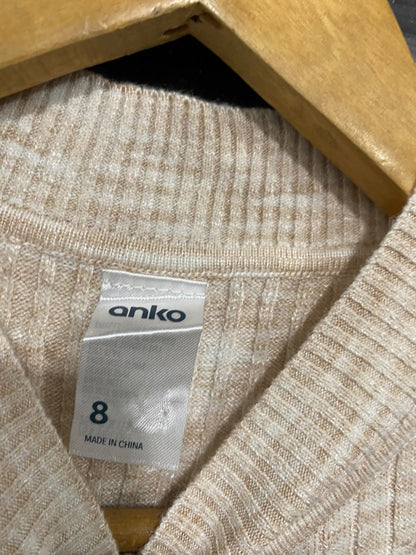 ANKO |S| BUST 12 | A72 |  OATMEAL RIBBED MOCK-NECK SLEEVELESS KNIT TOP