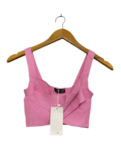 MANGO |XS | BUST 11 | A73 |   PINK RIBBED CROSS-OVER CROP TOP