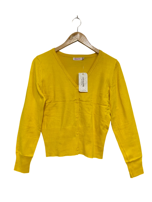 COCOLATTE |M | BUST 17 | A73 |   MUSTARD YELLOW V-NECK KNIT CARDIGAN