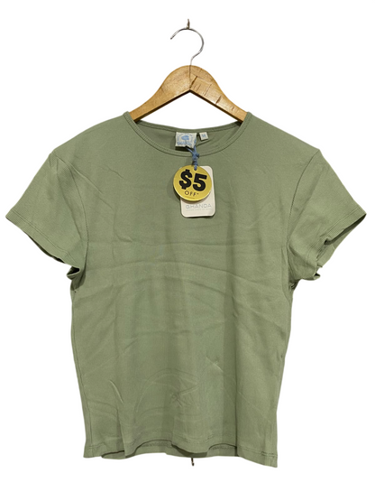 GHANDA |M | BUST 17 | A73 |   SAGE GREEN RIBBED CREW-NECK SHORT-SLEEVE TEE