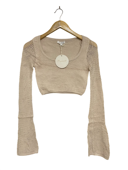 MOOLOOLA |S | BUST 14| A73 |   BEIGE OPEN-KNIT SCOOP-NECK CROP TOP