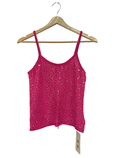 MUSERA |XS | BUST 14 | A73 |   HOT PINK SEQUIN EMBELLISHED KNIT CAMI TOP