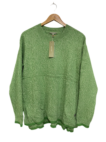 YARRA TRAIL |L | BUST 21 | A73 |  GREEN MARLED KNIT CREW-NECK SWEATER