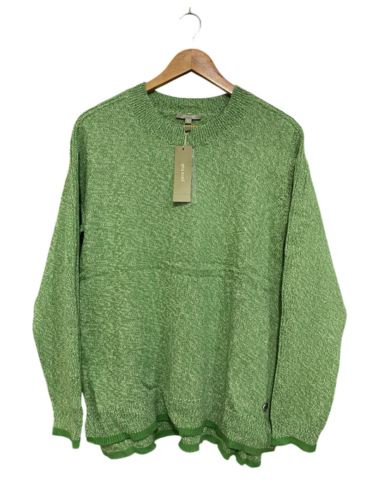 YARRA TRAIL |L | BUST 21 | A73 |  GREEN MARLED KNIT CREW-NECK SWEATER