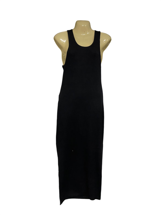 LIONESS |S | BUST 15 | A74 |  BLACK SCOOP-NECK SLEEVELESS BODYCON MIDI DRESS