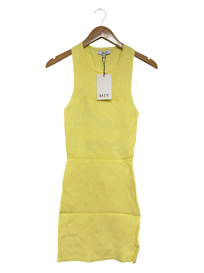 DAZIE  |M | BUST 12 | A74 | YELLOW RIBBED CREW-NECK SLEEVELESS BODYCON MINI DRESS