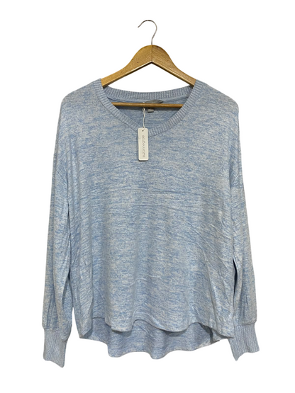 SUZANNE |M | BUST 22 | A74 |  GRAE BLUE HEATHERED V-NECK LONG-SLEEVE KNIT TOP