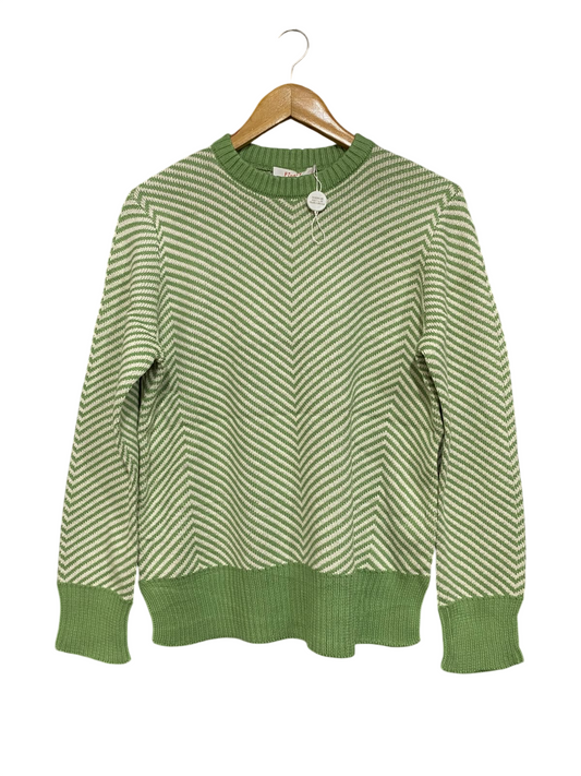 FINERY |M | BUST 20 | A74 | GREEN & WHITE CHEVRON KNIT CREW-NECK SWEATER