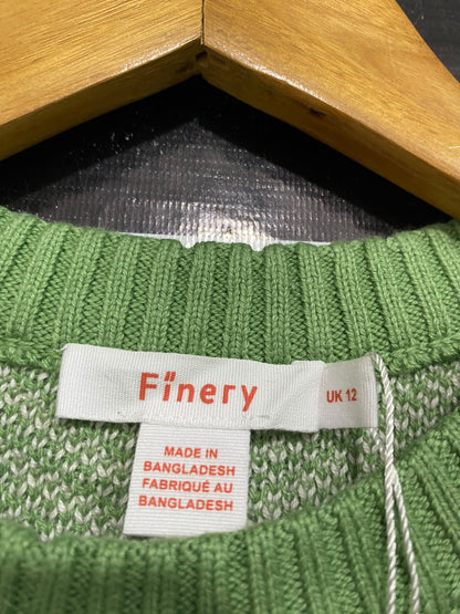FINERY |M | BUST 20 | A74 | GREEN & WHITE CHEVRON KNIT CREW-NECK SWEATER