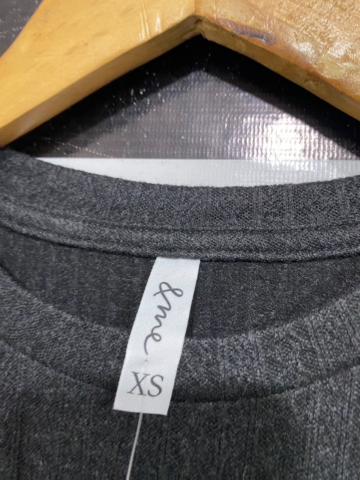 &ME |XS | BUST 16 | A74 |  CHARCOAL GREY RIBBED CREW-NECK LONG-SLEEVE BODYCON MIDI DRESS