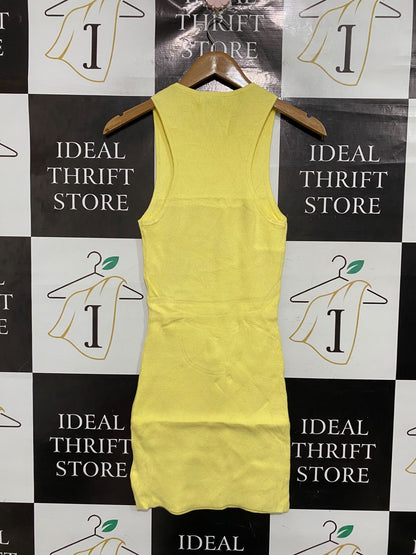 DAZIE  |M | BUST 12 | A74 | YELLOW RIBBED CREW-NECK SLEEVELESS BODYCON MINI DRESS