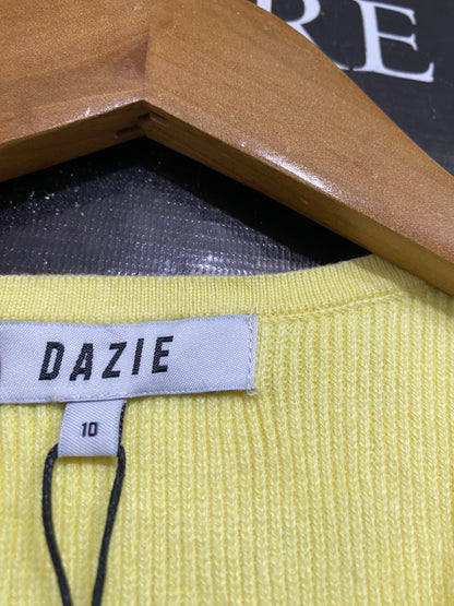 DAZIE  |M | BUST 12 | A74 | YELLOW RIBBED CREW-NECK SLEEVELESS BODYCON MINI DRESS