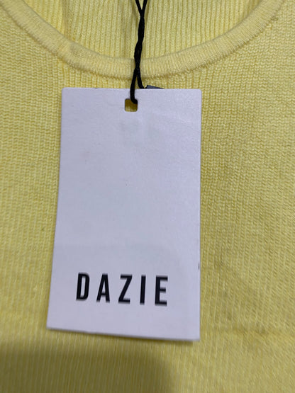 DAZIE  |M | BUST 12 | A74 | YELLOW RIBBED CREW-NECK SLEEVELESS BODYCON MINI DRESS