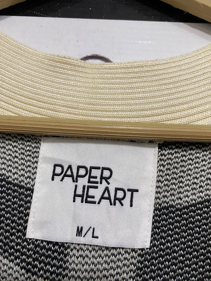 PAPER HEART |M/L | BUST 24 | A74 |  BLACK & WHITE GEOMETRIC PATTERN KNIT BUTTON-DOWN CARDIGAN