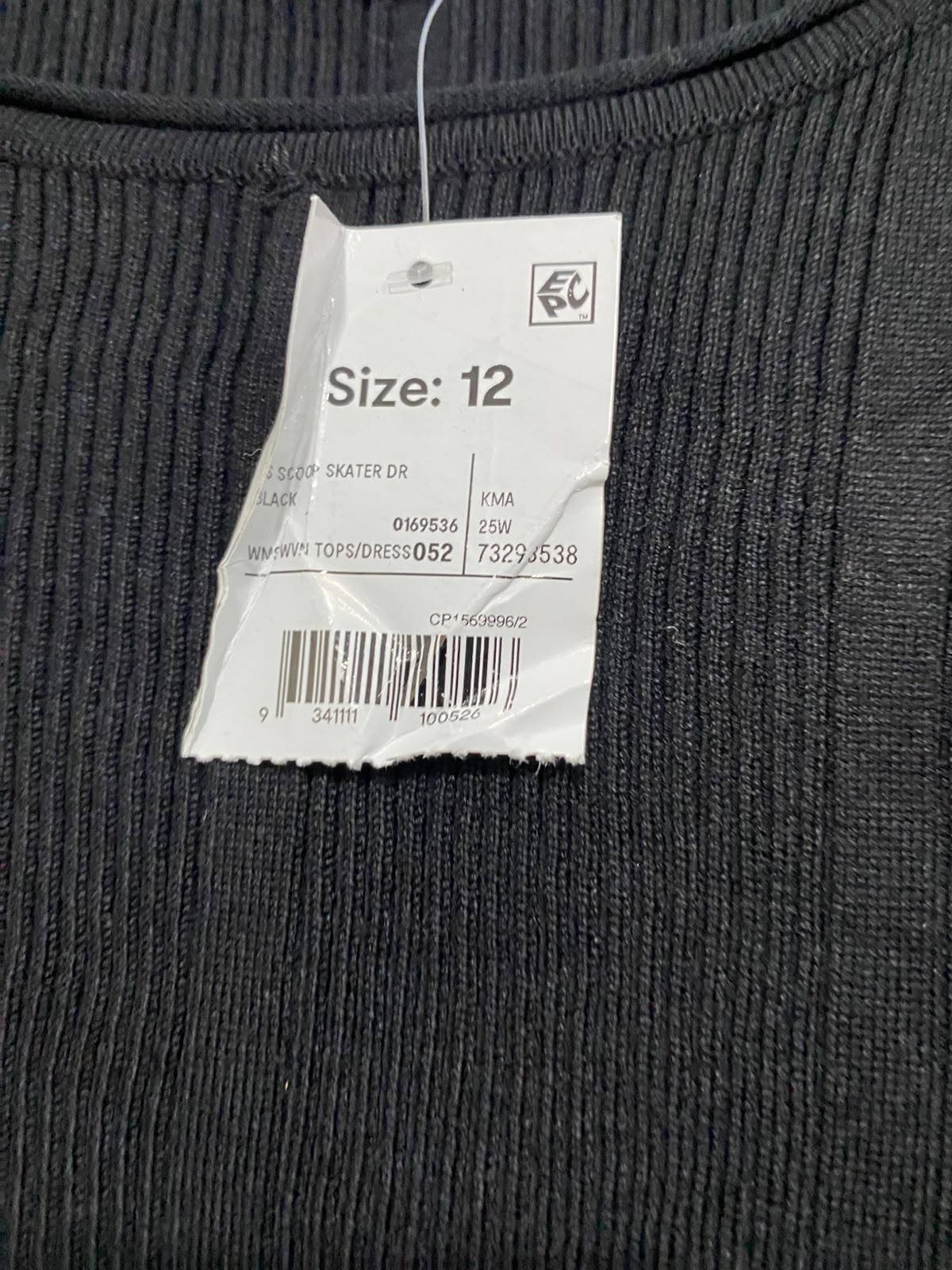 ANKO |S | BUST 15 | A74 |  BLACK RIBBED CREW-NECK LONG-SLEEVE BODYCON KNIT DRESS