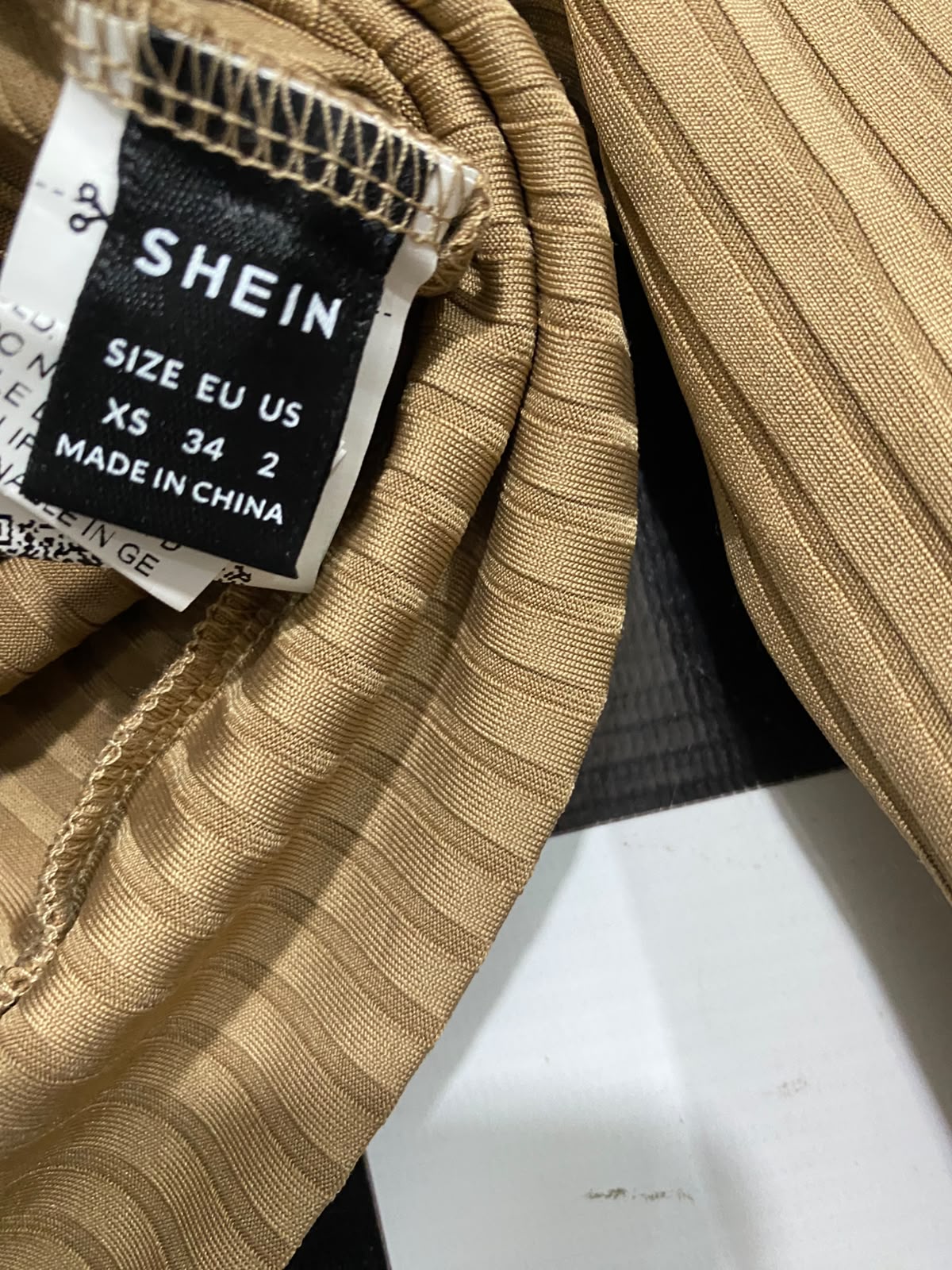 SHEIN  |XS| A74 | CAMEL RIBBED CROPPED HOODIE & LOUNGE PANTS TWO-PIECE SET