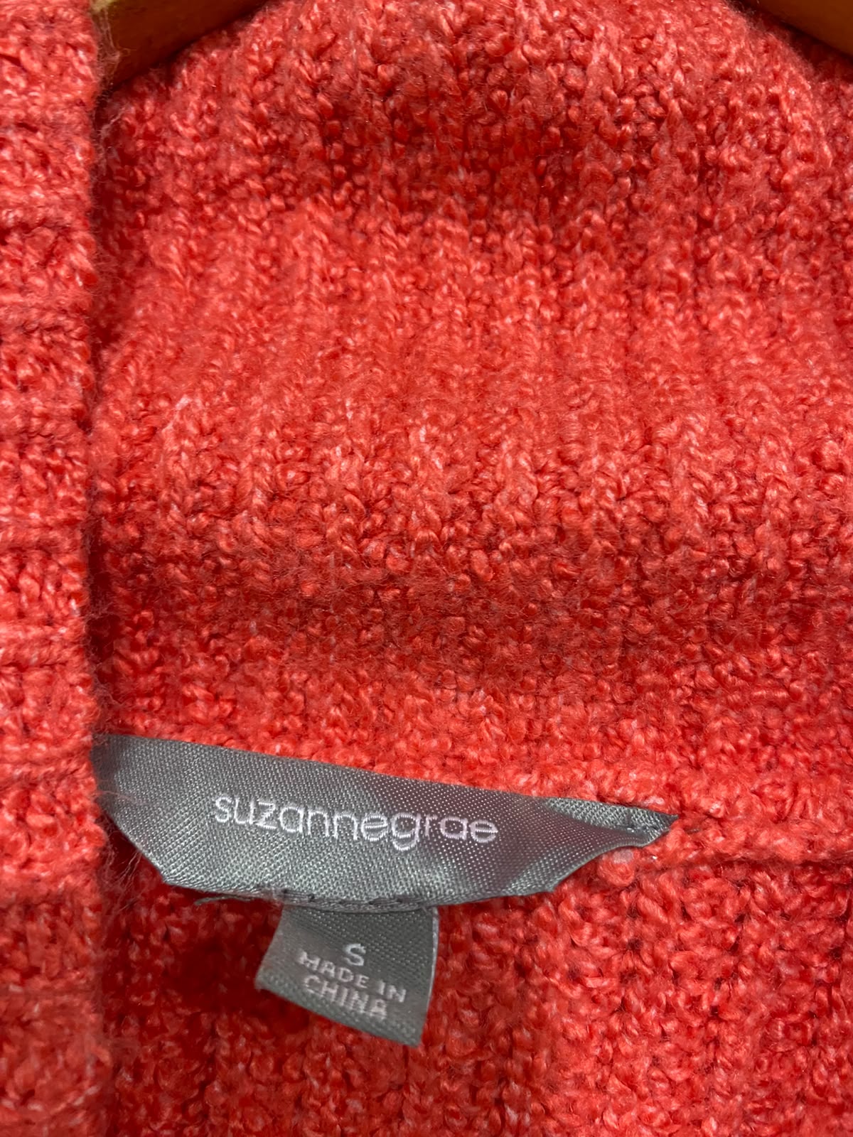 SUZANNE |S | BUST 21 | A74 |  GRAE CORAL ORANGE HALF-ZIP TURTLENECK CHUNKY KNIT SWEATER