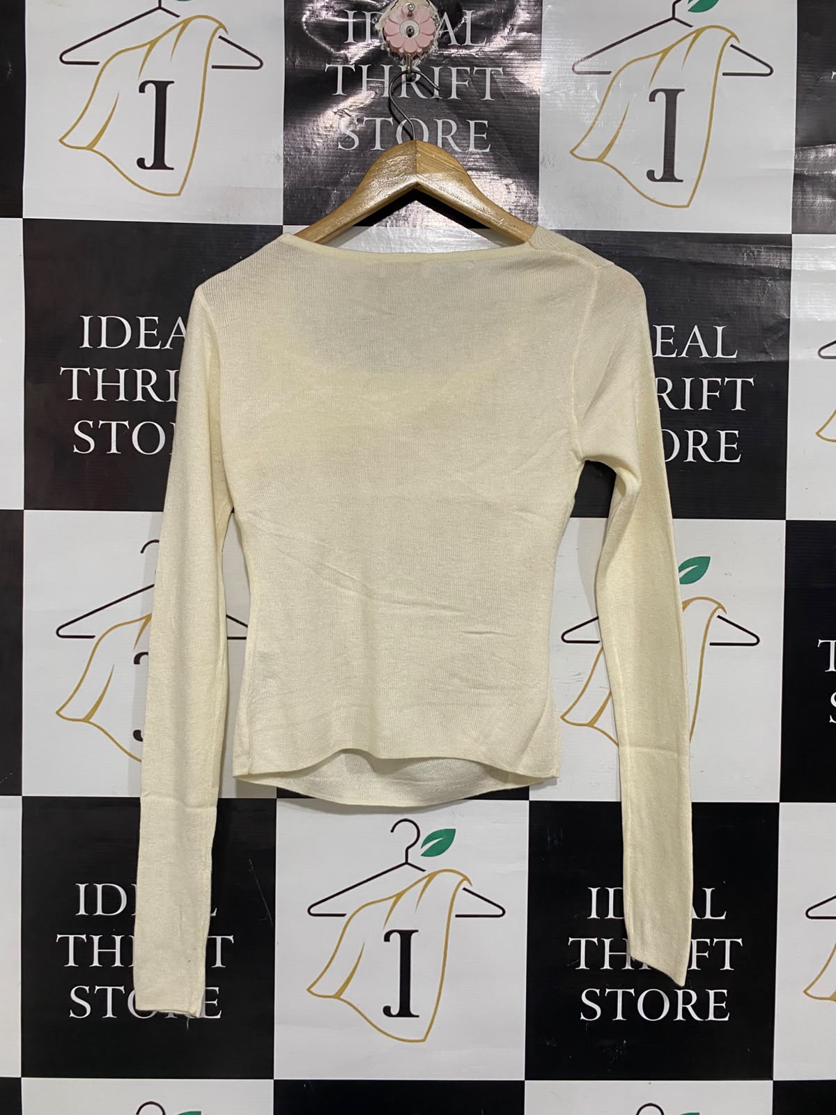 MESHKI  |L | BUST 16 | A73 | OFF-WHITE ASYMMETRIC DRAPED LONG-SLEEVE KNIT TOP