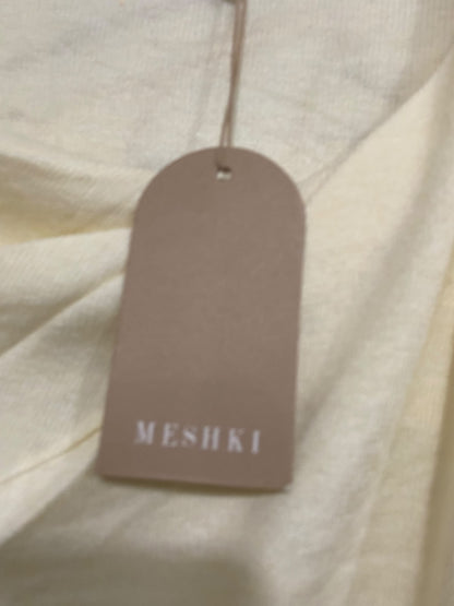MESHKI  |L | BUST 16 | A73 | OFF-WHITE ASYMMETRIC DRAPED LONG-SLEEVE KNIT TOP