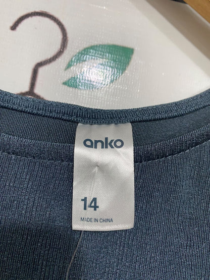 ANKO |S | BUST 14 | A73 |  TEAL ASYMMETRIC ONE-SHOULDER RIBBED LONG-SLEEVE TOP