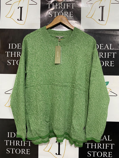 YARRA TRAIL |L | BUST 21 | A73 |  GREEN MARLED KNIT CREW-NECK SWEATER