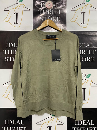 DECJUBA |S | BUST 19 | A73 | SAGE GREEN CREW-NECK FINE KNIT SWEATER