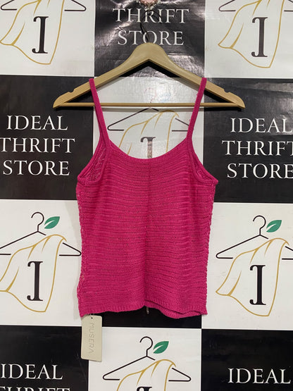 MUSERA |XS | BUST 14 | A73 |   HOT PINK SEQUIN EMBELLISHED KNIT CAMI TOP