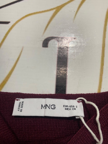 MANGO |S | BUST 12 | A73 |   MAROON SQUARE-NECK PEPLUM KNIT TOP