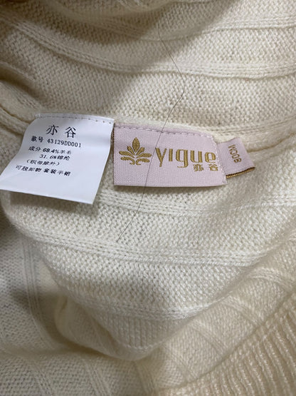 YIGUE  |S | BUST 20 | A73 |  OFF-WHITE WOOL-BLEND RIBBED ASYMMETRIC SWEATER