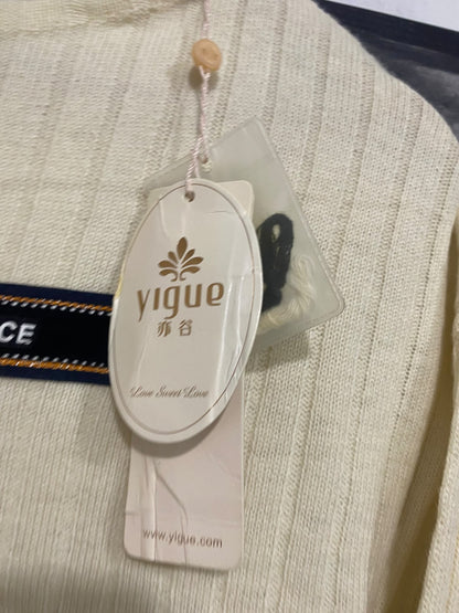 YIGUE  |S | BUST 20 | A73 |  OFF-WHITE WOOL-BLEND RIBBED ASYMMETRIC SWEATER