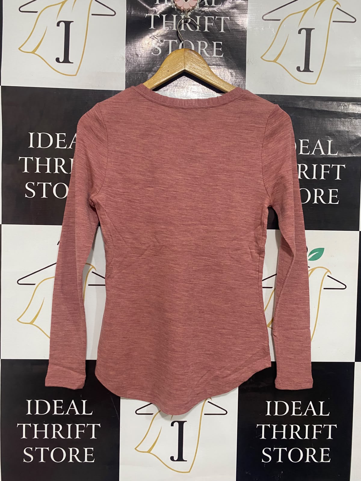 PORTMANS |M | BUST 16 | A73 |   DUSTY PINK V-NECK MERINO WOOL LONG-SLEEVE TOP