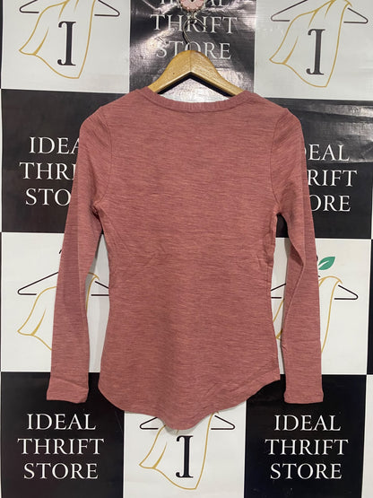 PORTMANS |M | BUST 16 | A73 |   DUSTY PINK V-NECK MERINO WOOL LONG-SLEEVE TOP