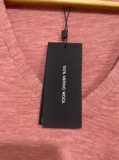 PORTMANS |M | BUST 16 | A73 |   DUSTY PINK V-NECK MERINO WOOL LONG-SLEEVE TOP