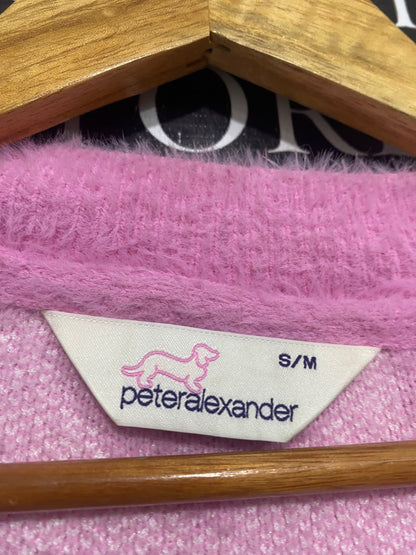 PETER ALEXANDER |S/M |  A73 |   PINK CHECKERED HEART FUZZY KNIT CARDIGAN & SHORTS LOUNGE SET