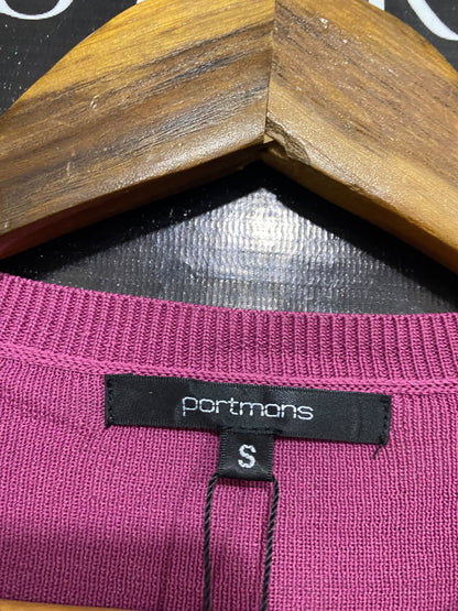 PORTMANS |S | BUST 16 | A73 |   MAGENTA BUTTON-SLEEVE CREW-NECK SWEATER