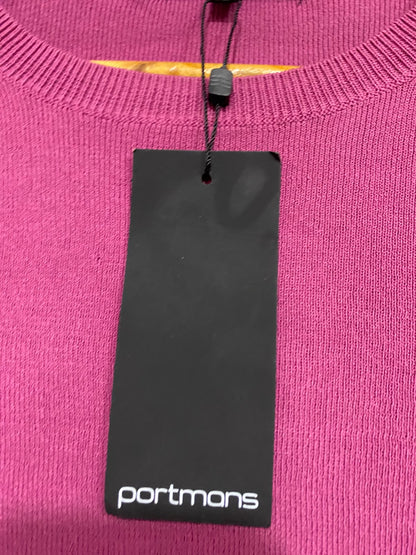 PORTMANS |S | BUST 16 | A73 |   MAGENTA BUTTON-SLEEVE CREW-NECK SWEATER