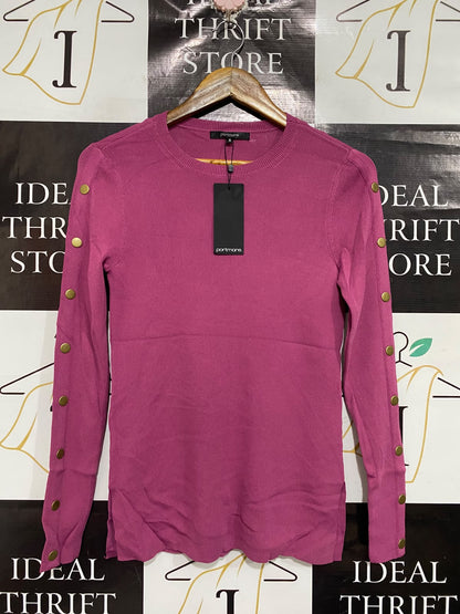 PORTMANS |S | BUST 16 | A73 |   MAGENTA BUTTON-SLEEVE CREW-NECK SWEATER