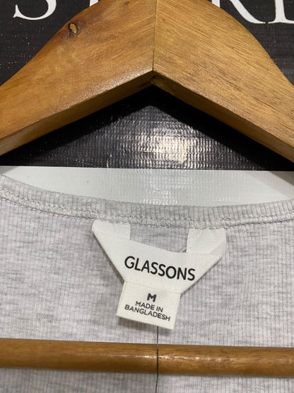 GLASSONS |M | BUST 13 | A73 |   GREY ORGANIC COTTON RIBBED SCOOP-NECK TANK TOP