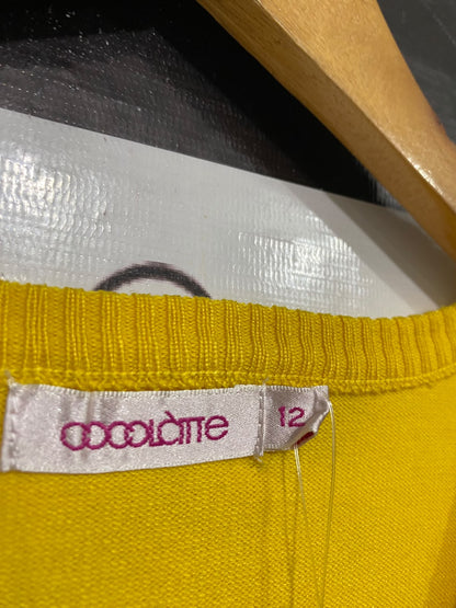 COCOLATTE |M | BUST 17 | A73 |   MUSTARD YELLOW V-NECK KNIT CARDIGAN