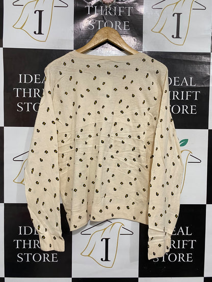 BRILLIANT BASICS |XL | BUST 22 | A73 | CREAM & BLACK ANIMAL PRINT CREW-NECK JUMPER