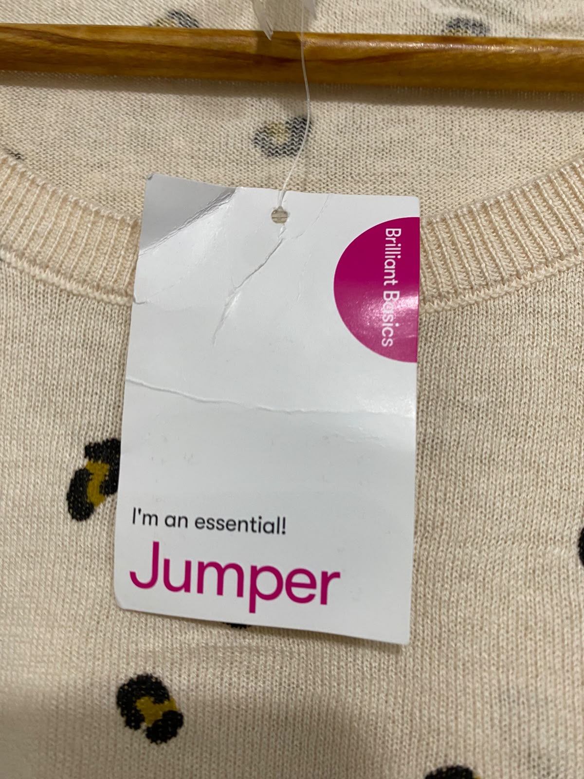 BRILLIANT BASICS |XL | BUST 22 | A73 | CREAM & BLACK ANIMAL PRINT CREW-NECK JUMPER