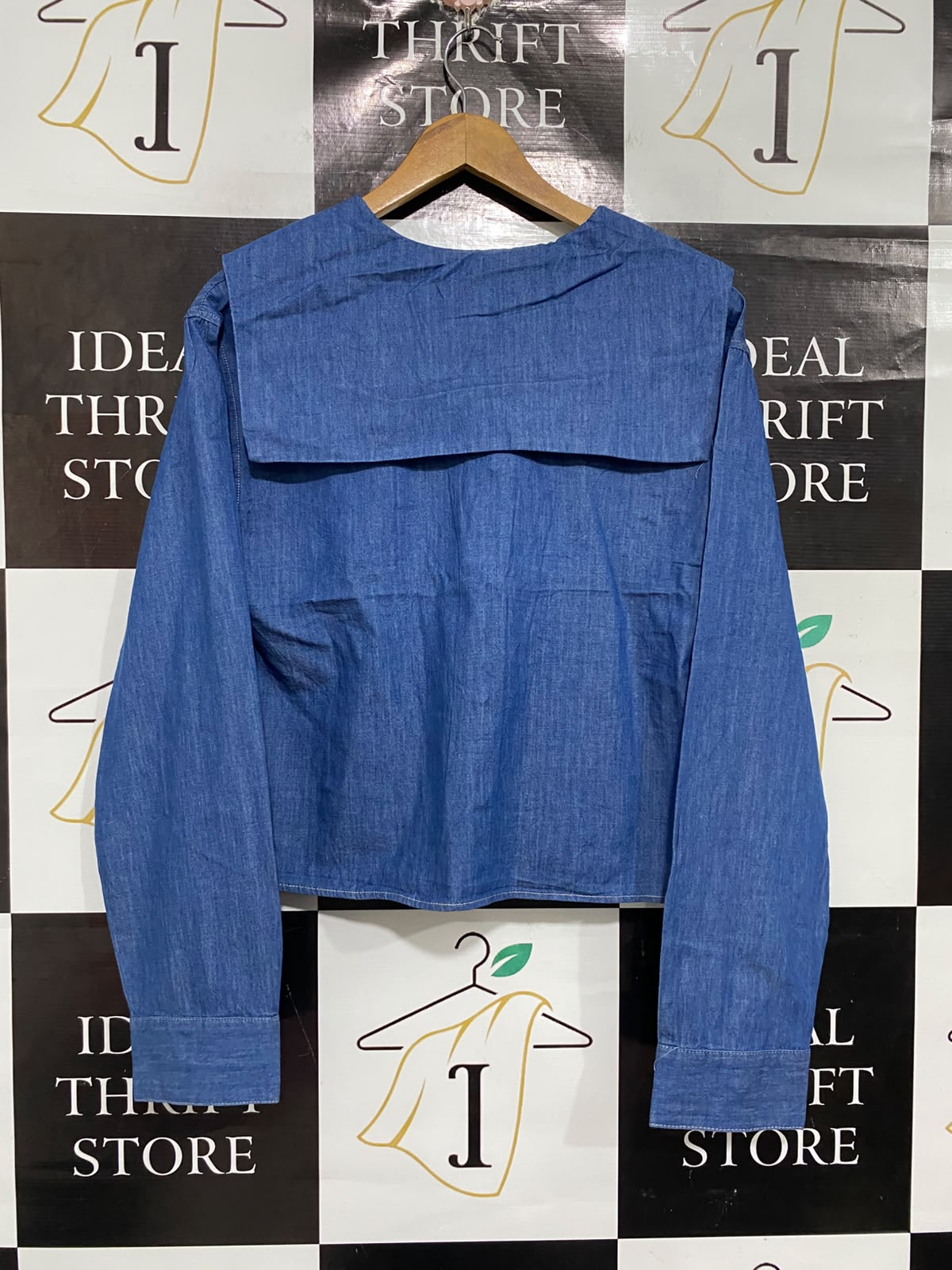 ZARA |XS | BUST 21 | A73 |   BLUE SAILOR COLLAR DENIM SHIRT