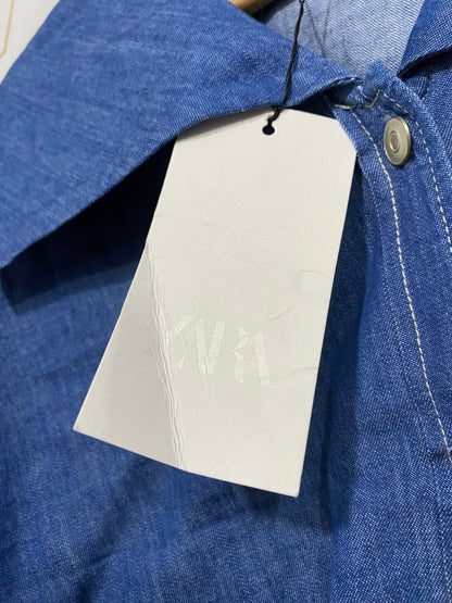 ZARA |XS | BUST 21 | A73 |   BLUE SAILOR COLLAR DENIM SHIRT
