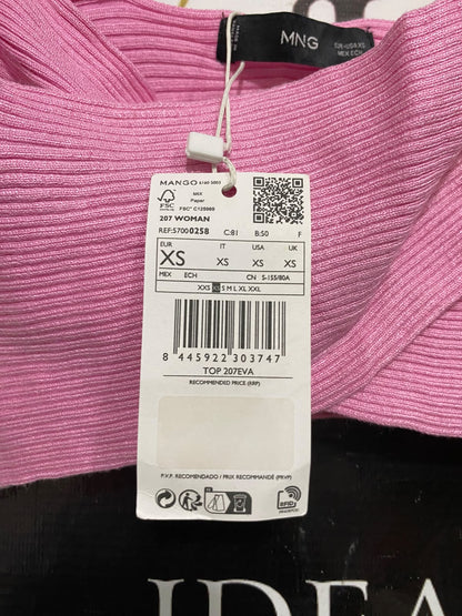 MANGO |XS | BUST 11 | A73 |   PINK RIBBED CROSS-OVER CROP TOP