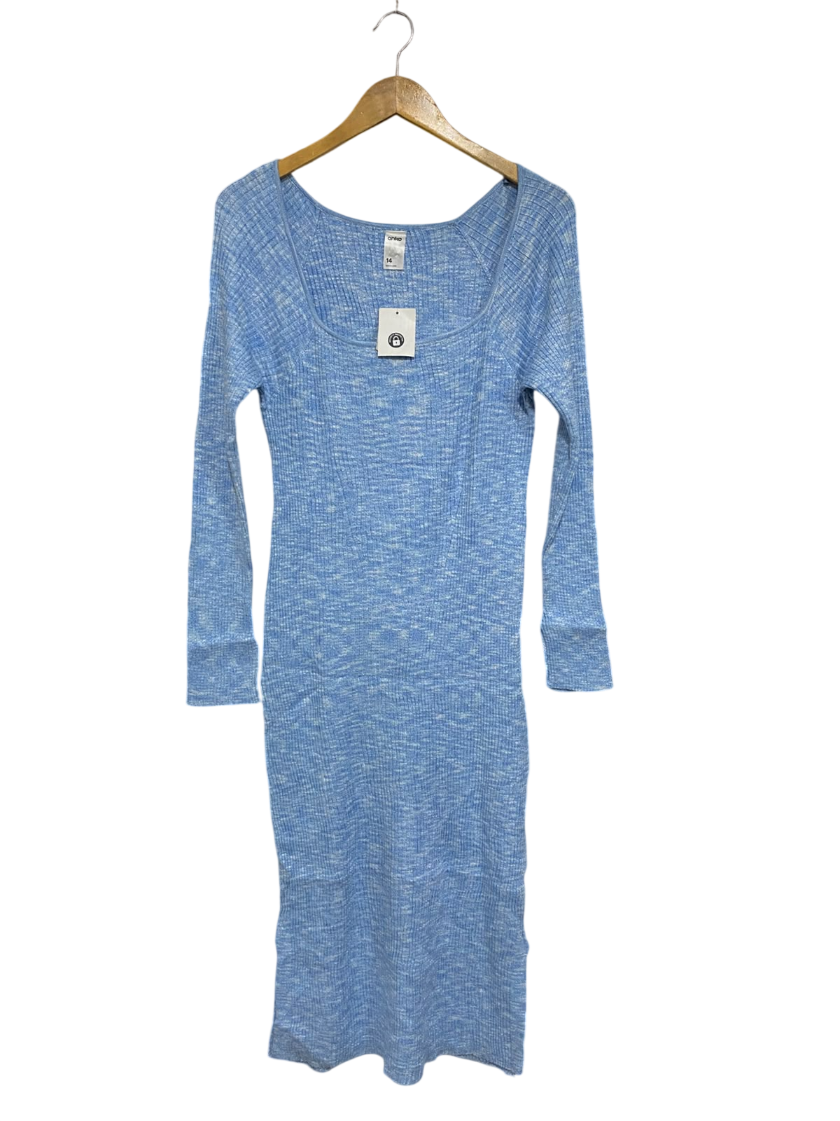 ANKO |M | BUST 16 | A74|   BLUE RIBBED KNIT MAXI DRESS