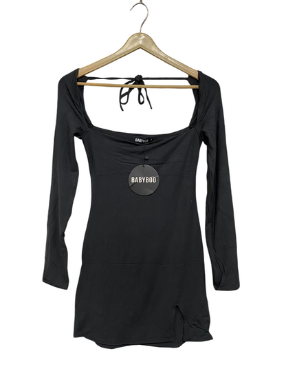 BABYBOO |S | BUST 14 | A74|  BLACK LONG SLEEVE MINI DRESS