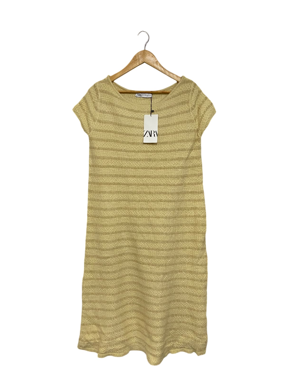 ZARA |M | BUST 18 | A74| YELLOW STRIPED KNIT DRESS