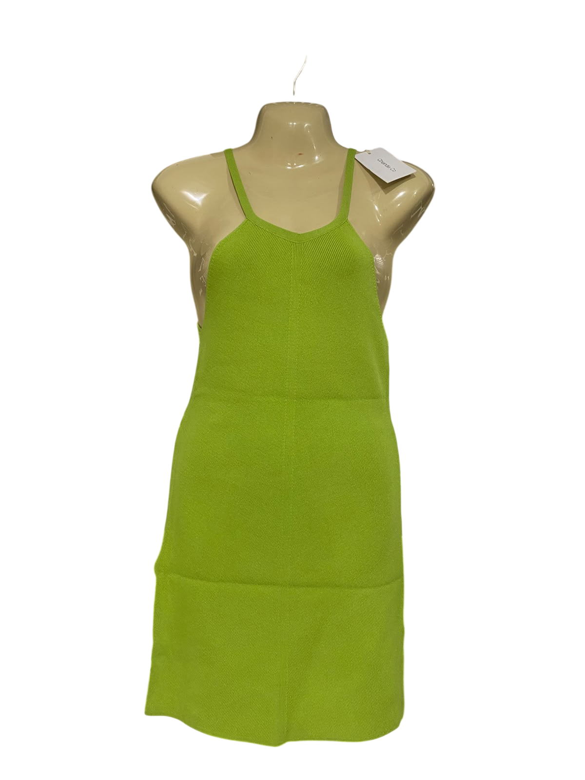 CHANDA |M | BUST 15 | A74|   LIME GREEN RIBBED KNIT DRESS