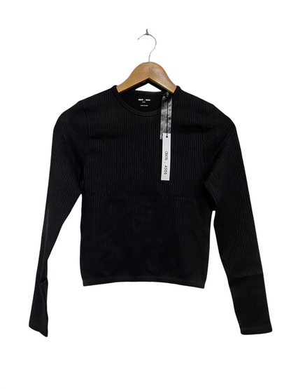 ASOS  |S | BUST 13 | A74|  BLACK RIBBED LONG SLEEVE TOP